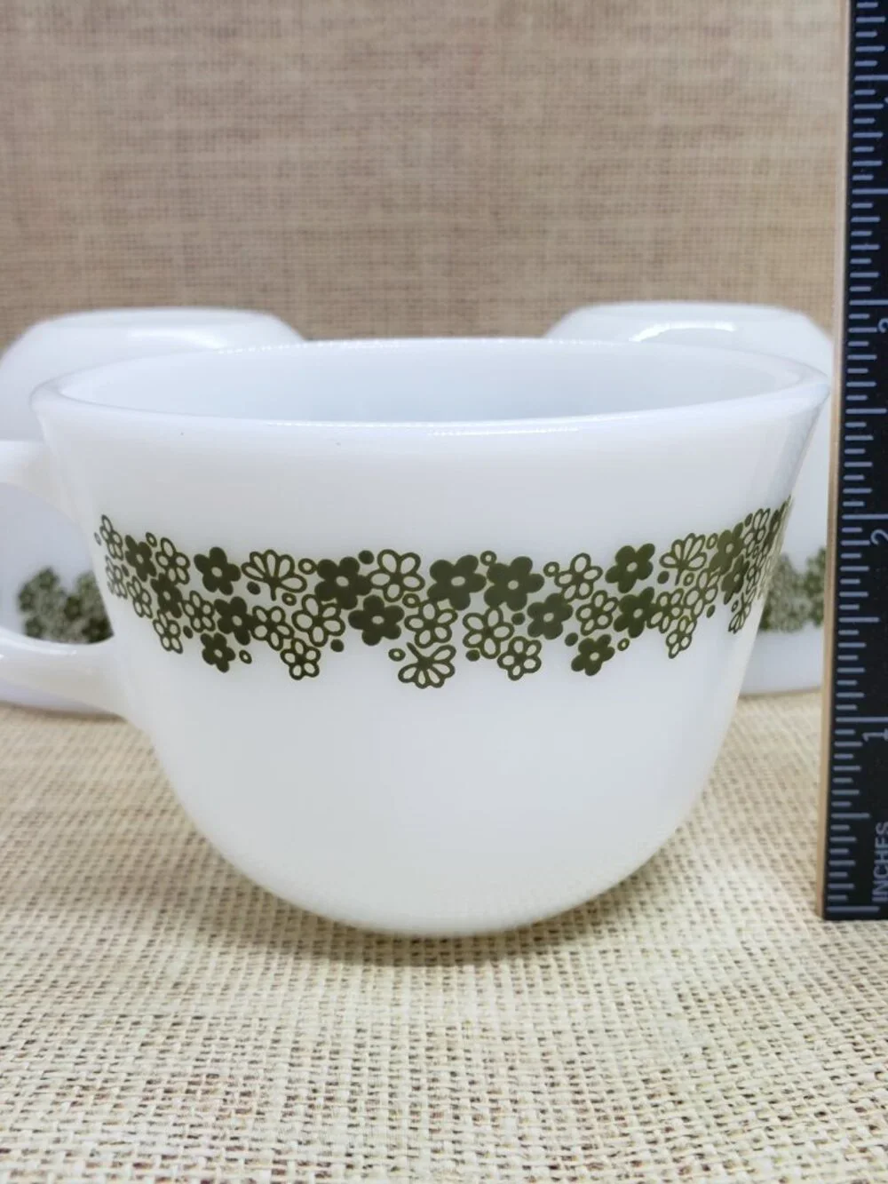 3 Pyrex Spring Blossom Mugs White Green Flower Crazy Daisy Corelle Compatibles - Picture 9 of 10